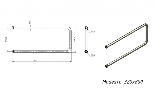 Полотенцесушитель водяной Grota Modesto 320x800 хром глянцевый