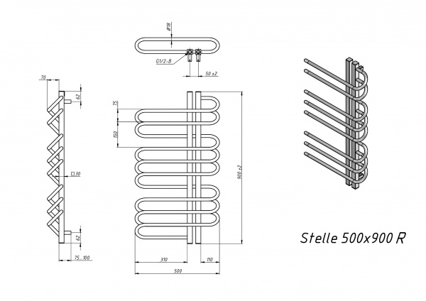Полотенцесушитель электрический Grota Stelle 500x900/r черный