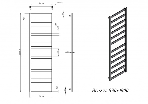 Полотенцесушитель водяной Grota Brezza 530x1800 хром матовый