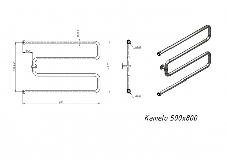 Полотенцесушитель водяной Grota Kamelo 500x800 хром глянцевый