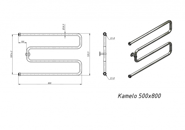 Полотенцесушитель водяной Grota Kamelo 500x800 хром глянцевый
