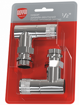 Набор дизайн-вентилей PIANO Royal Thermo, угловой (хром) 1/2"