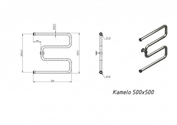 Полотенцесушитель водяной Grota Kamelo 500x500 хром глянцевый